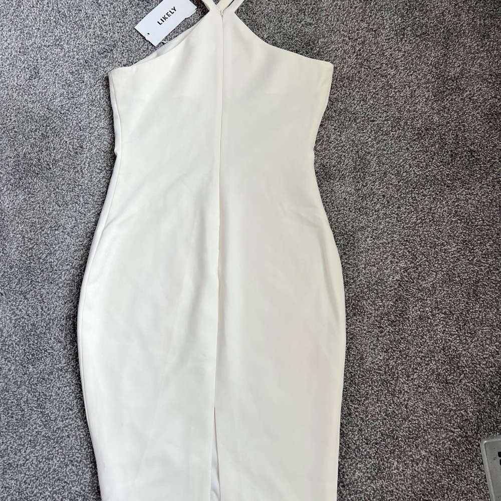 LIKELY Halter Off White  Bodycon Dress size 6